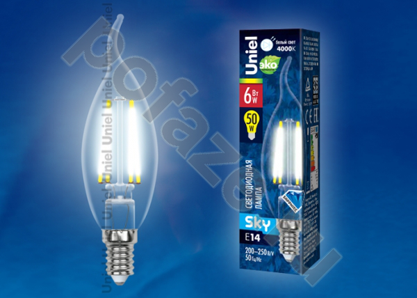 Лампа светодиодная LED свеча на ветру Uniel d35мм E14 6Вт 360гр. 220-230В 4500К