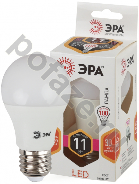 Лампа светодиодная LED грушевидная ЭРА d60мм E27 11Вт 270гр. 170-265В 2700К