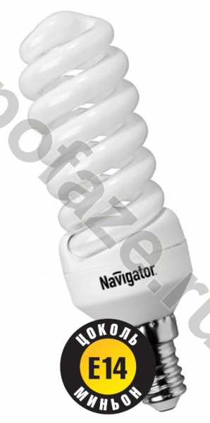 Лампа энергосберегающая спираль Navigator d34мм E14 7Вт 230В 4000К