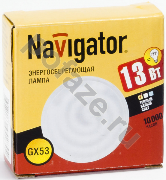 Лампа энергосберегающая таблетка Navigator d75мм GX53 13Вт 230В 2700К
