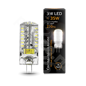Лампа светодиодная LED капсульная Gauss d15мм G4 3Вт 320гр. 12В