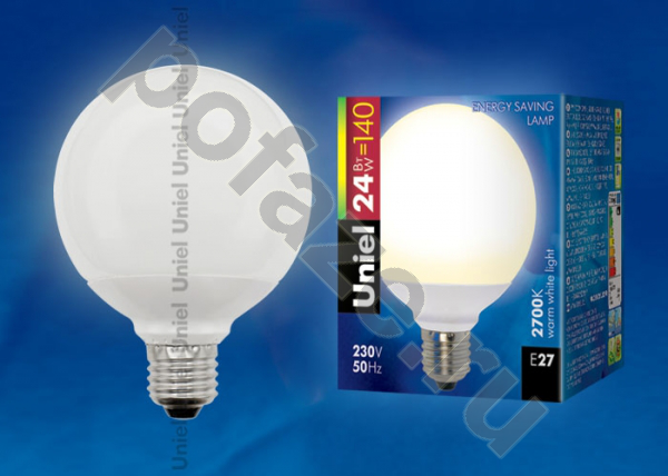 Лампа энергосберегающая шарообразная Uniel d95мм E27 24Вт 220-240В