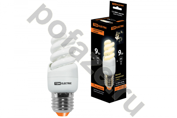 Лампа энергосберегающая спираль TDM ELECTRIC d35мм E27 9Вт 30-220В 2700К