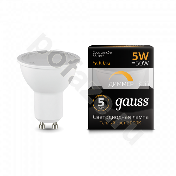 Лампа светодиодная LED с отражателем Gauss d50мм GU10 7Вт 120гр. 150-265В 3000К
