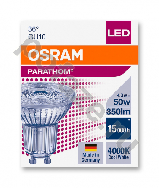 Лампа светодиодная LED с отражателем Osram d51мм GU10 4.3Вт 36гр. 220-240В 4000К