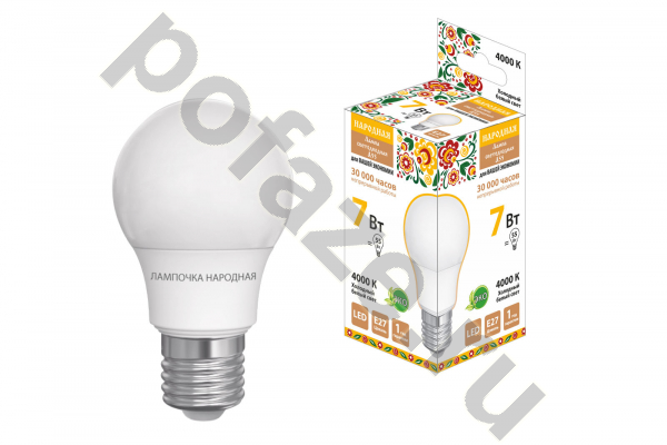 Лампа светодиодная LED грушевидная TDM ELECTRIC d55мм E27 7Вт 270гр. 30-220В 4000К