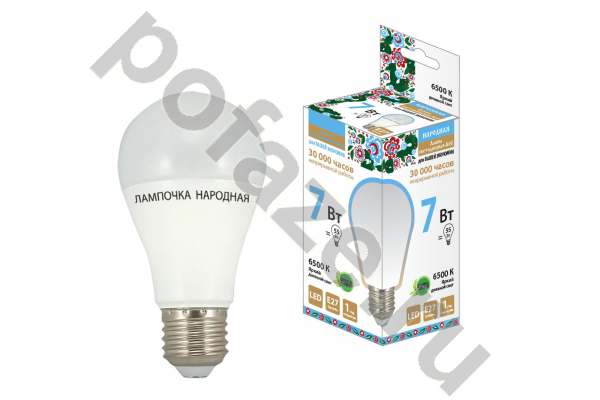 Лампа светодиодная LED грушевидная TDM ELECTRIC d58мм E27 7Вт 270гр. 30-220В 6500К