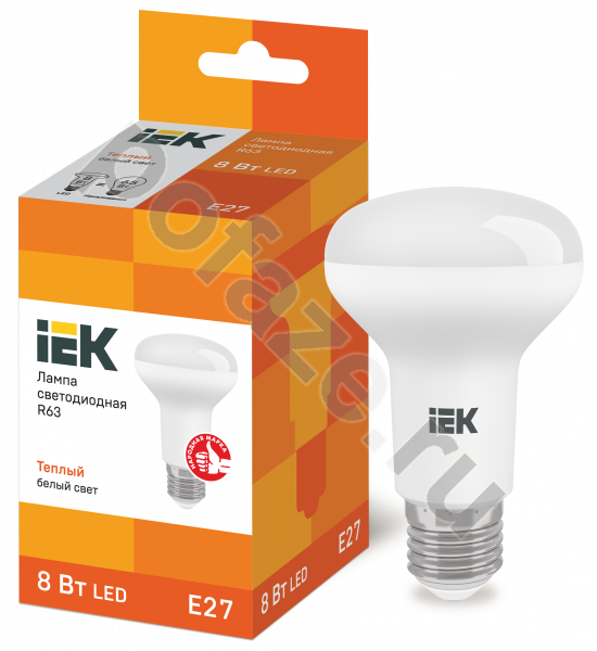 Лампа светодиодная LED с отражателем IEK d63мм E27 8Вт 110гр. 220-230В 3000К