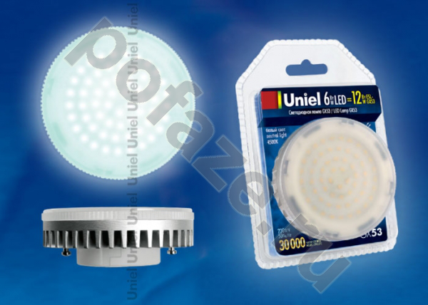 Лампа светодиодная LED таблетка Uniel d75мм GX53 6Вт 110гр. 220-230В