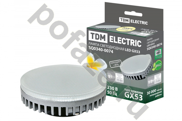 TDM ELECTRIC d75мм GX53 9Вт 120гр. 30-220В 3000К