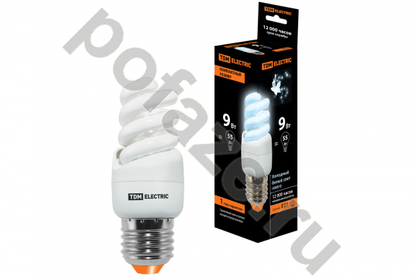 Лампа энергосберегающая спираль TDM ELECTRIC d35мм E27 9Вт 30-220В 4000К