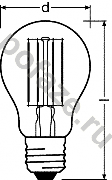 Лампа светодиодная LED грушевидная Osram d60мм E27 8Вт 300гр. 220-240В 2700К