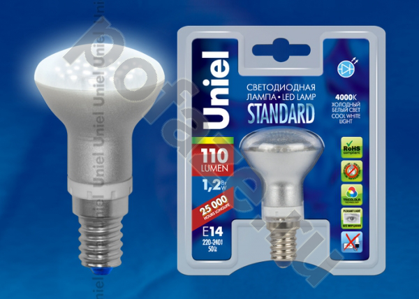 Лампа светодиодная LED с отражателем Uniel d39мм E14 1.2Вт 220-230В