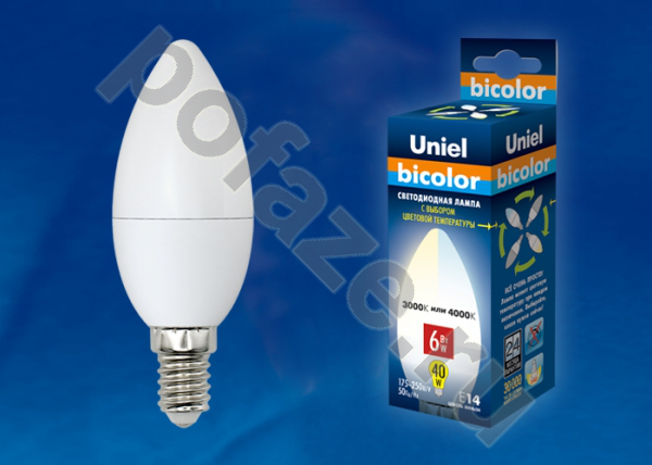 Лампа светодиодная LED свеча Uniel d37мм E14 6Вт 240гр. 175-250В