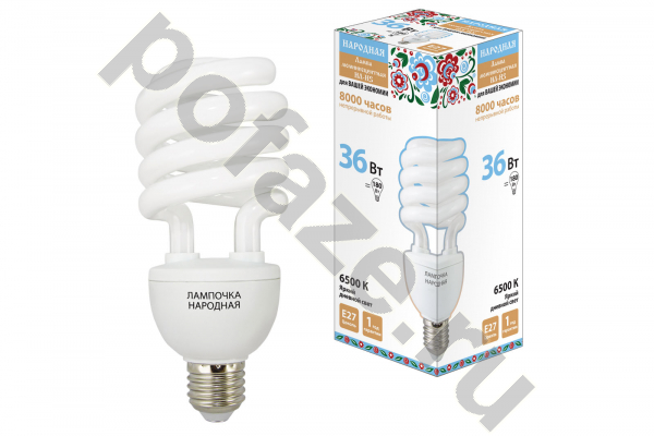 Лампа энергосберегающая спираль TDM ELECTRIC d68мм E27 36Вт 50-180В 6500К
