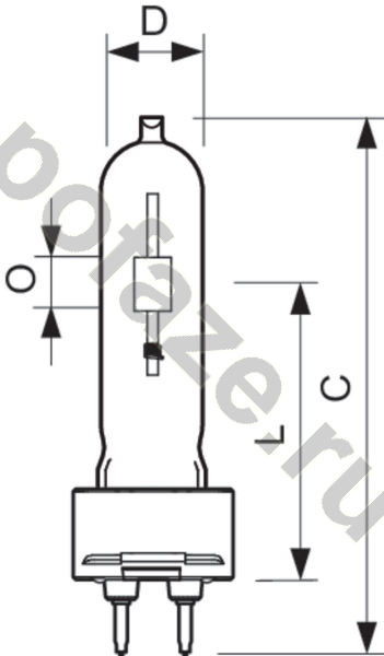 Лампа металлогалогенная трубчатая одноцокольная Philips d19мм G12 70Вт 80-96В 4200К
