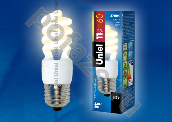 Лампа энергосберегающая спираль Uniel d30мм E27 11Вт 220-230В