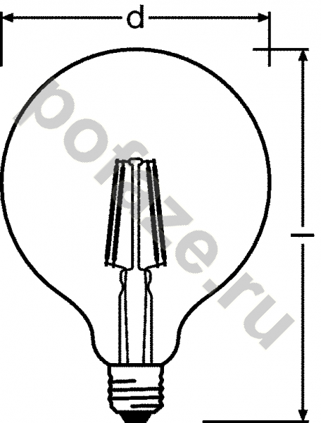 Лампа светодиодная LED шарообразная Osram d125мм E27 7.5Вт 220-240В 2500К