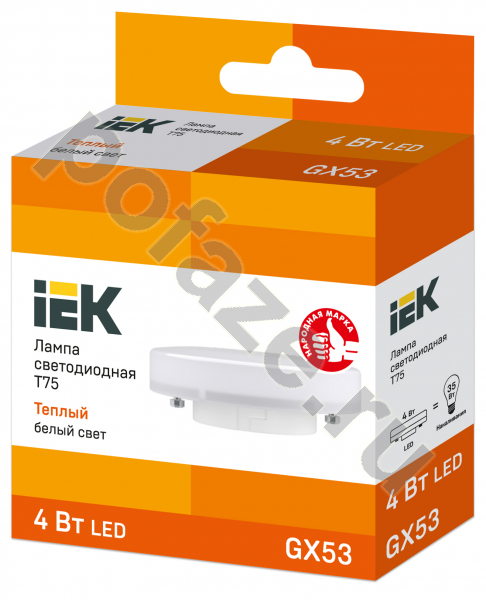 Лампа светодиодная LED таблетка IEK d75мм GX53 4Вт 230В 3000К