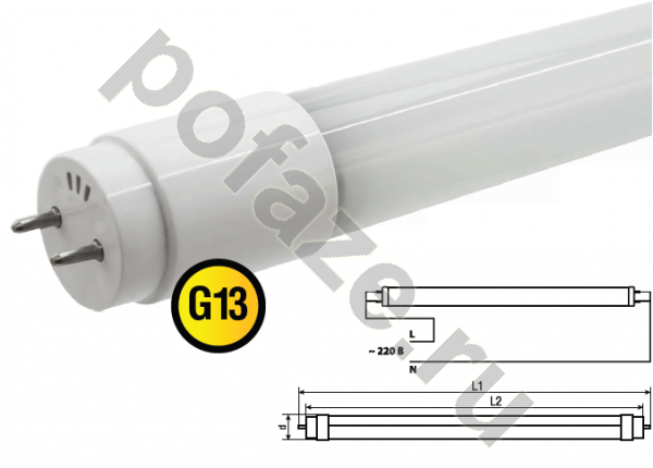 Лампа светодиодная LED линейная Navigator d28.5мм G13 24Вт 360гр. 150-250В 4000К