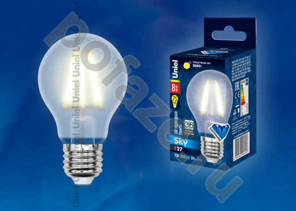 Лампа светодиодная LED грушевидная Uniel d60мм E27 8Вт 160гр. 220-230В