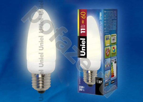 Лампа энергосберегающая свеча Uniel d38мм E27 11Вт 220-230В