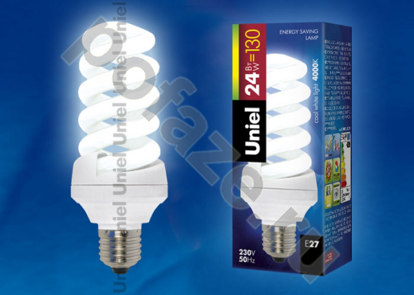Лампа энергосберегающая спираль Uniel d52мм E27 24Вт 220-240В