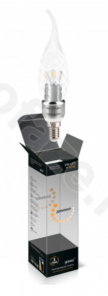 Лампа светодиодная LED свеча витая на ветру Gauss d35мм E14 5Вт 360гр. 220-240В