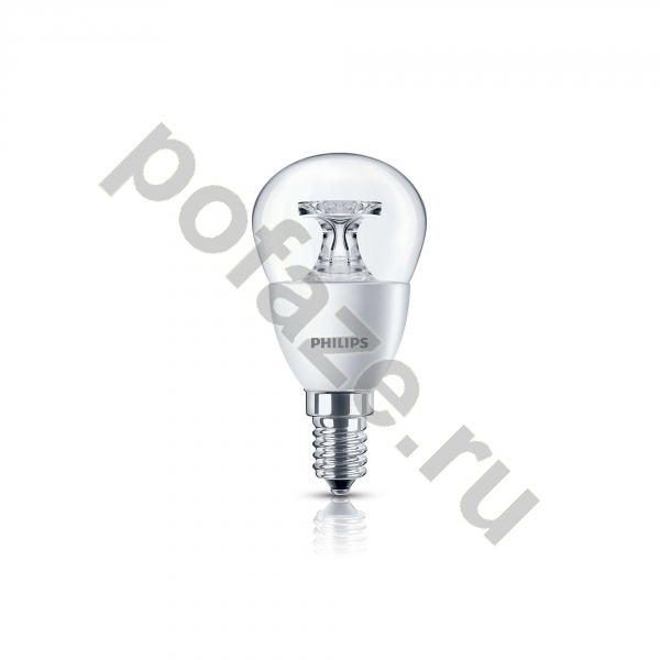 Лампа светодиодная LED шарообразная Philips d45мм E14 5.5Вт 360гр. 220-240В 2700К