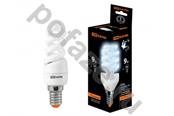 Лампа энергосберегающая спираль TDM ELECTRIC d32мм E14 9Вт 50-180В 4000К