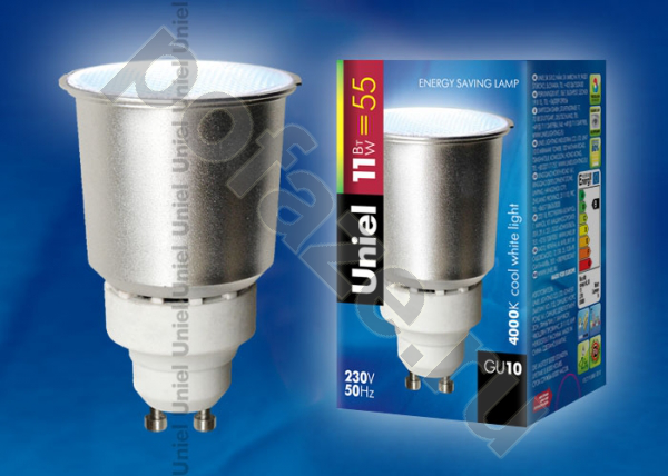 Лампа энергосберегающая с отражателем Uniel d50мм GU10 11Вт 220-230В