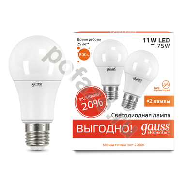 Лампа светодиодная LED грушевидная Gauss d60мм E27 11Вт 240гр. 180-240В 3000К