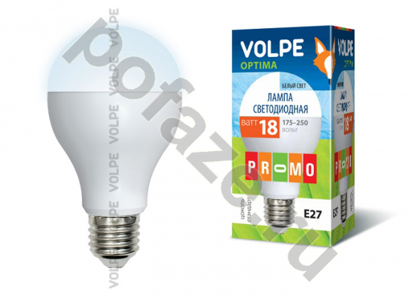 Лампа светодиодная LED Volpe d65мм E27 18Вт 270гр. 175-250В 4500К