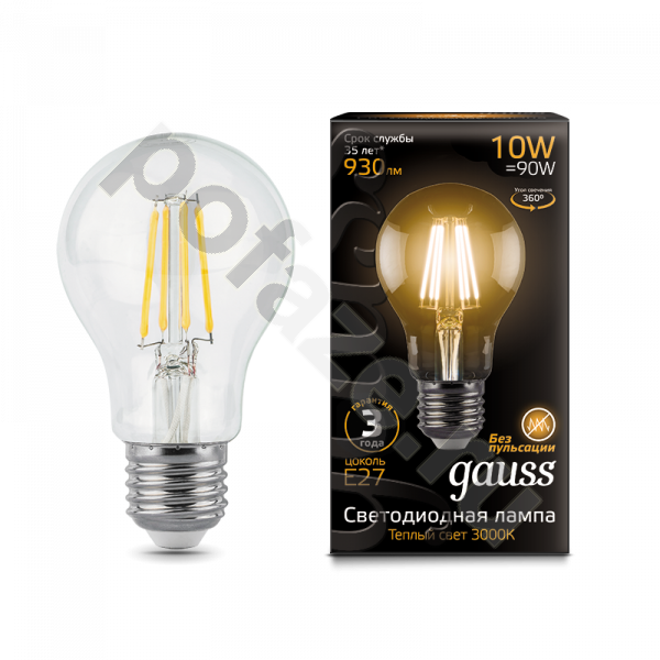 Лампа светодиодная LED шарообразная Gauss d60мм E27 10Вт 360гр. 185-265В 2700К