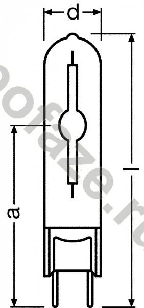Лампа металлогалогенная трубчатая одноцокольная Osram d15мм G8.5 35Вт 93В 3000К