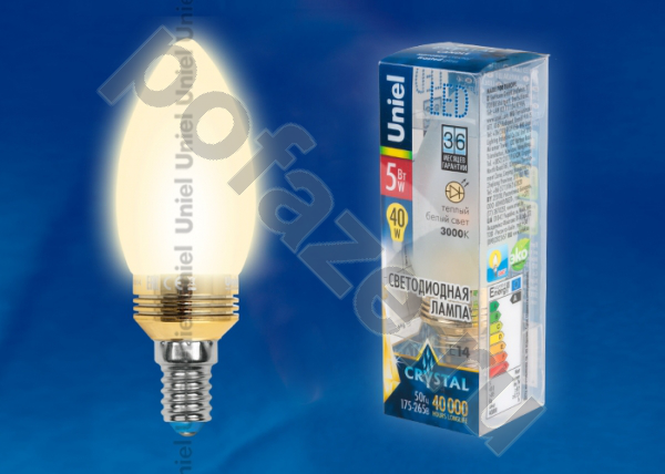 Лампа светодиодная LED свеча Uniel d37мм E14 5Вт 360гр. 175-265В