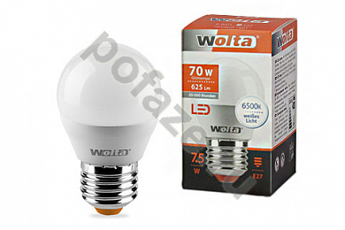 Лампа светодиодная LED шарообразная Wolta d45мм E27 7.5Вт 200гр. 220-240В 6500К