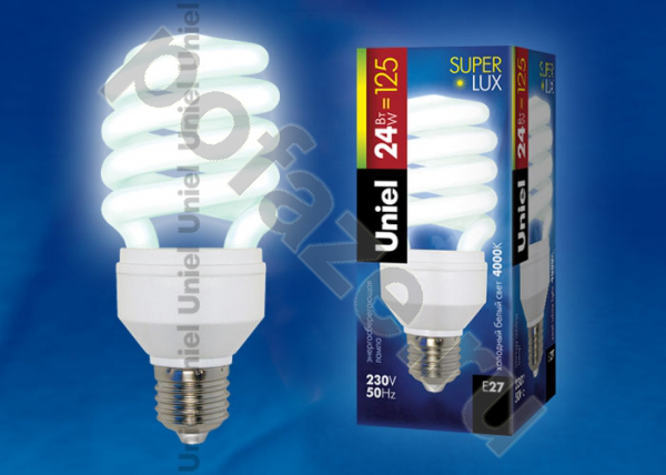 Лампа энергосберегающая спираль Uniel d50мм E27 24Вт 220-240В