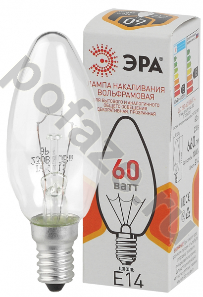 Лампа накаливания свеча ЭРА d36мм E14 40Вт 230В