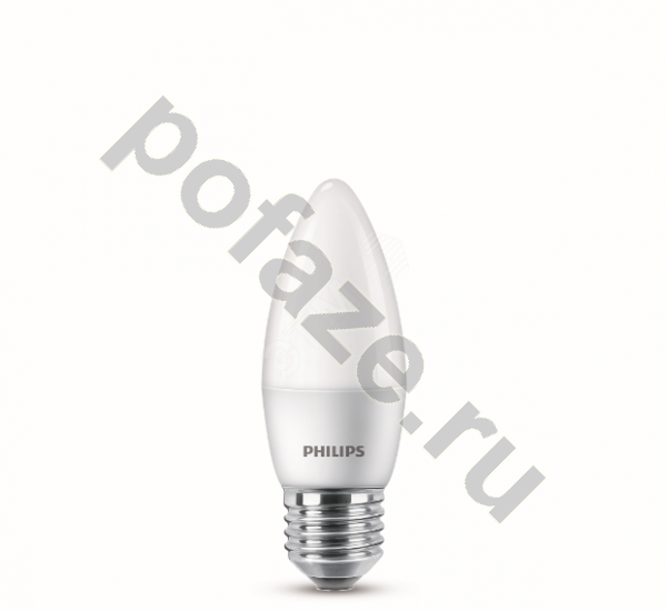Лампа светодиодная LED свеча Philips d38мм E27 6.5Вт 220-240В 2700К
