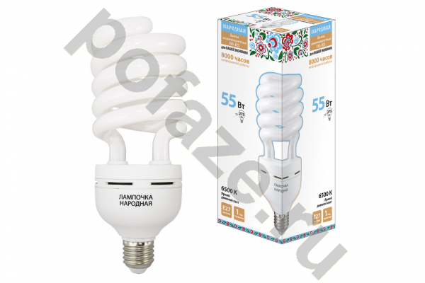 Лампа энергосберегающая спираль TDM ELECTRIC d78мм E27 55Вт 40-170В 6500К