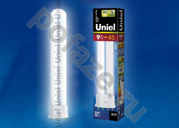 Лампа компактная люминесцентная Uniel d32мм 2G7 (4-штыр.) 9Вт