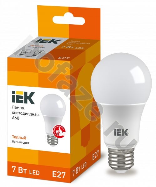 Лампа светодиодная LED грушевидная IEK d60мм E27 7Вт 200гр. 220-230В 3000К