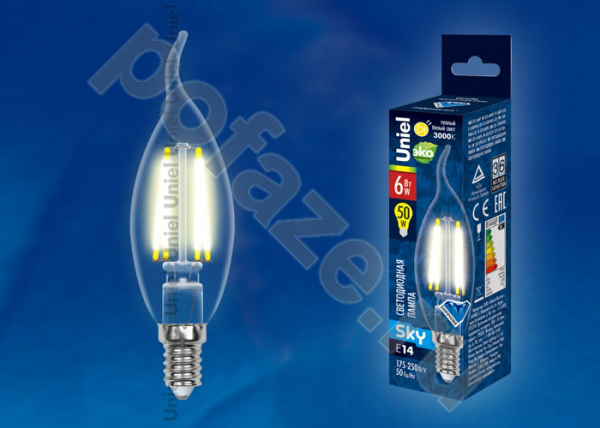 Лампа светодиодная LED свеча на ветру Uniel d35мм E14 6Вт 360гр. 175-265В