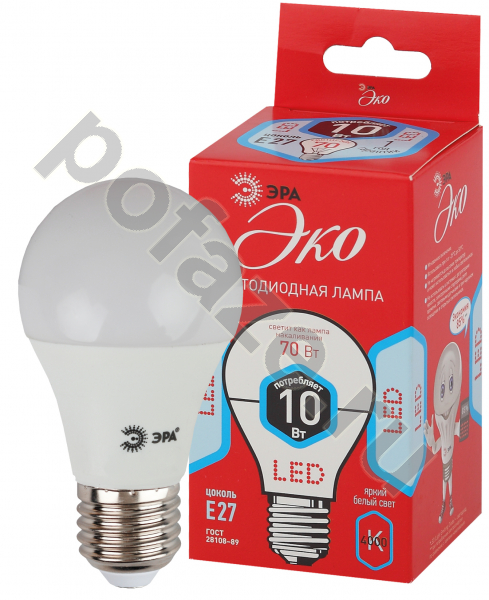 Лампа светодиодная LED грушевидная ЭРА d60мм E27 10Вт 270гр. 220-240В 4000К