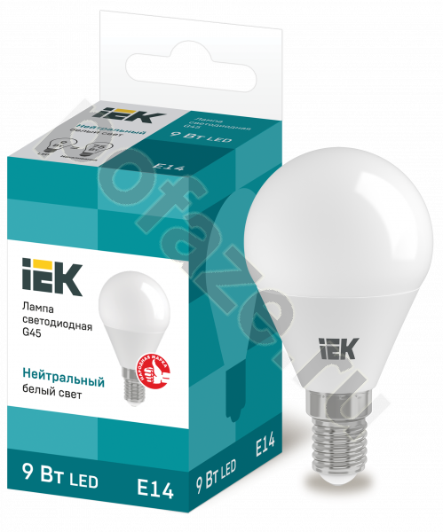 Лампа светодиодная LED шарообразная IEK d45мм E14 9Вт 230В 4000К