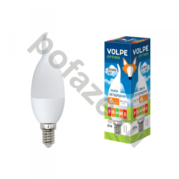 Лампа светодиодная LED свеча Uniel d37мм E14 6Вт 240гр. 200-250В 6000К