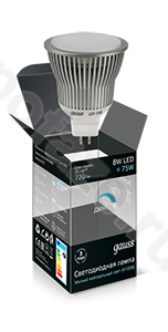 Лампа светодиодная LED с отражателем Gauss d50мм GU5.3 8Вт 120гр. 100-240В