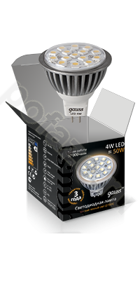 Лампа светодиодная LED с отражателем Gauss d50мм GU5.3 4Вт 120гр. 220-240В 2700К