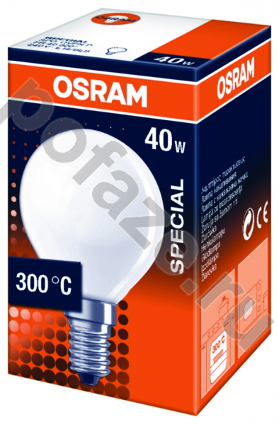 Лампа накаливания шарообразная Osram d45мм E14 40Вт 240В